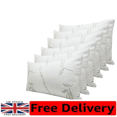 Hypoallergenic 6 Pack Bamboo Memory Foam Pillow Neck & Shoulder Support Sleeping - Image 1 of 4