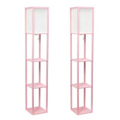 LF1014-LPK-2PK Three Shelf Etagere Organizer Storage Floor Lamp 2 Pack Set wi... - Image 1 of 4