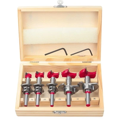 Verstellbarer Forstnerbohrer 5tlg Set für präzises Bohren in Holz und Kunststoff - Bild 1 von 2