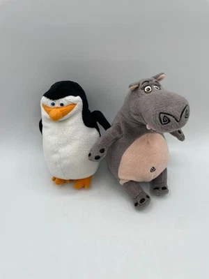 Ty Beanie Babies Set Lot Madagascar Gloria Hippo & Skipper Penguin 2008 6" - Image 1 of 4