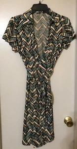 Vestido envolvente para mujer Calvin Klein talla 4, cuello multicolor manga corta ~ usado en excelente estado ~ - Imagen 1 de 6