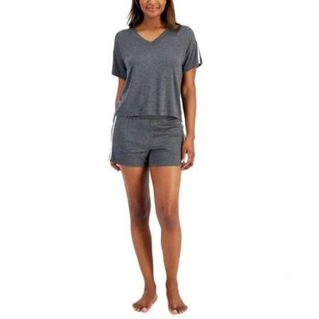 Alfani Women's Charcoal Heather V-Neck Top & Shorts Pajama Set Size XS - Image 1 of 1