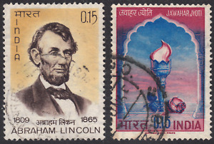 1965 India - SC# 400-402 - Abraham Lincoln - 2 Different Stamps-Used