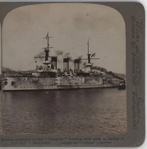 Russian Armored Cruiser *Peresviet* Port Arthur Stereoview - Picture 1 of 4