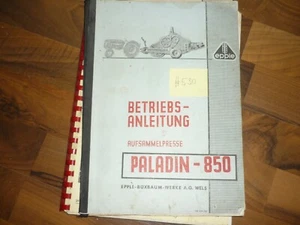 Epple PALADIN 850 instrukcja obsługi, prasa zbierająca, oryginalna - Zdjęcie 1 z 2