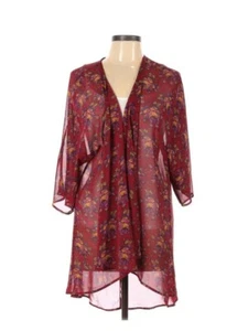 Lularoe Kimono Duster Midi Cover Up M/ Medium Sheer Cascading Red  Floral - Picture 1 of 2