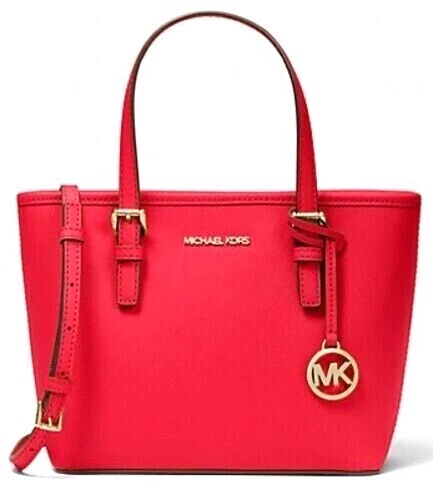 Michael Kors Jet Set Travel XS Mini Carrryall Tote Crossbody Bag in Dark Sangria