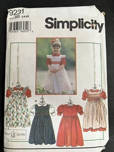Vtg 90s Simplicity Pattern 9231 Girls Sz 5-6X Dress Pinafore Top Oliver Goodin - Picture 1 of 5
