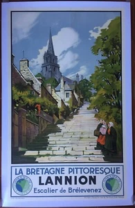 Affiche Tourisme LA BRETAGNE PITTORESQUE LANNION Toussaint 62x100cm 1930 - Imagen 1 de 2