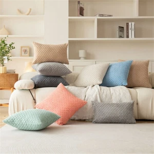 Fluffy Plush Soft Cushion Cover Throw Pillow Case Solid Color Throw Pillow Cover - Picture 1 of 13