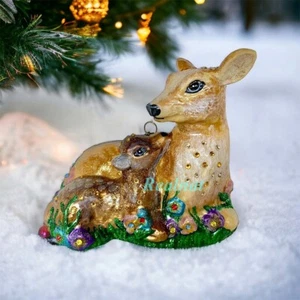 JAY STRONGWATER MIT SCHMUCKSTEINEN BESETZTER HIRSCH & REHKITZ WEIHNACHTEN GLASSCHMUCK NEU BOX - Bild 1 von 10