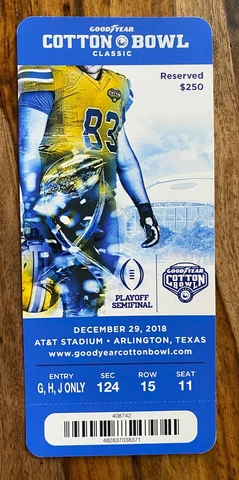 MINT 2018 COTTON BOWL LOWER LEVEL TICKET STUB CLEMSON NOTRE DAME COLLECTIBLE Cover