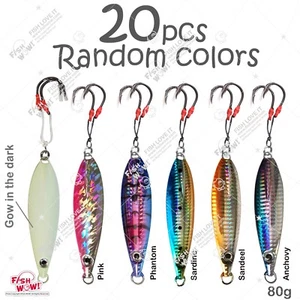 Menge 20 Fische WOW! 80g flaches vertikales Fall Speed Messer Butterfly zufällige Mix Farben - Bild 1 von 10