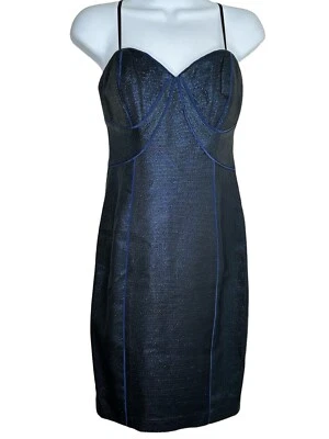 Frock Tracy Reese Silk Metallic Blue Strapless Dress 2 Formal Cocktail P - Image 1 of 4