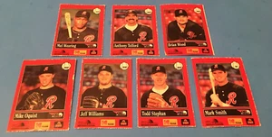 ROCHESTER RED WINGS BASEBALL TRADING CARDS Smith Oquist Stephan Telford LEGGI - Foto 1 di 2