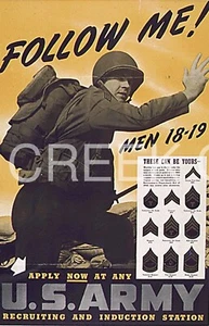 Poster Seconda Guerra Mondiale, Reclutamento, "Seguimi!  Stampa artistica uomo 18-19" su 11x14" 22592 - Foto 1 di 1