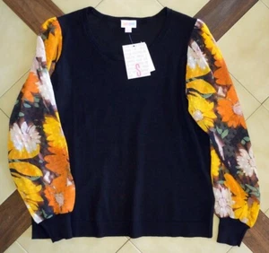 Suéter LULAROE Negro Penny Top con Mangas Florales Semi Transparentes Otoño (S) Nuevo con Etiquetas - Imagen 1 de 5