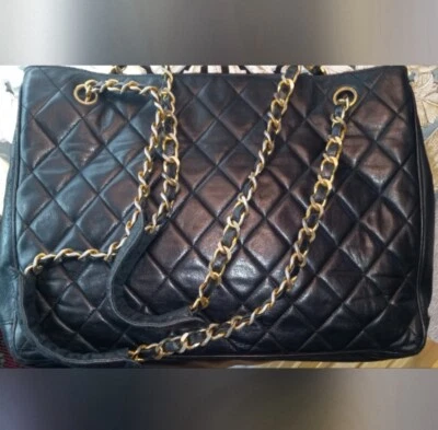 Chanel Quilted Zippered Lambskin Matelasse Tote - 100% Authentic - Image 1 of 4