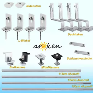 Photovoltaik Solarpanel Dach Montage Set Befestigung Schiene Halterung Aluprofil - Bild 1 von 12