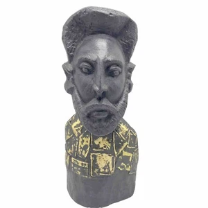 Emperor Haile Selassie Wood,copper figurine Rasta Hand Carved In Ethiopia - Picture 1 of 5