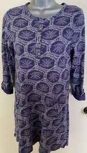 WHITE STUFF HALLES Velvet Blue Print Tunic Jersey Floral Longline Top Size 8 - Picture 1 of 12