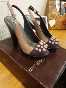 KURT GEIGER Ladies Shoes Size 4 Purple Suede Leather Designer Heels - Picture 1 of 5