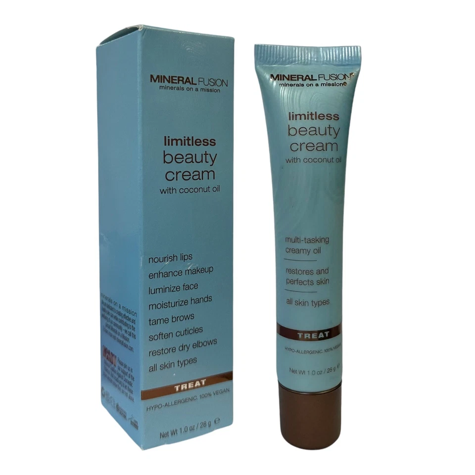 Crema de belleza Mineral Fusion ilimitada con aceite de coco 1 oz tratar labios manos cara Foto 1 de 4