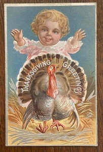 Süßes MÄDCHEN rosa Kleid und TÜRKEI Erntedank Antik Vintage geprägte Postkarte! - Bild 1 von 3