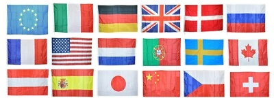 LOTTO 18 BANDIERE NAZIONI PRINCIPALI PIU' IMPORTANTI DEL MONDO CM 90x150 HIGH Q. - Immagine 1 di 3