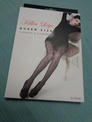 Pantimedias Killer Legs tamaño reina red negra flores y diamantes Foto 1 de 2