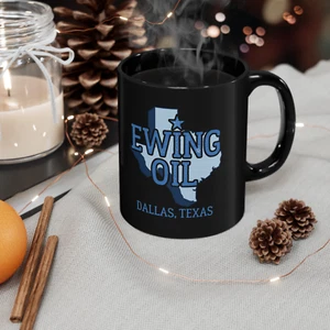 Tazza nera tè caffè Dallas Texas Ewing Oil Company 2 lati 11 oz - Foto 1 di 2