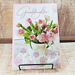 Hallmark Ostern Grußkarte für Enkelin rosa Blumen grün Frühling - Bild 1 von 8