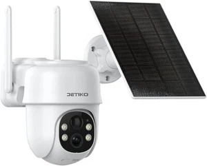 DETIKO Solar Security Surveillance Cameras Wireless Outdoor, 360° Pan View QJ01 - Picture 1 of 8