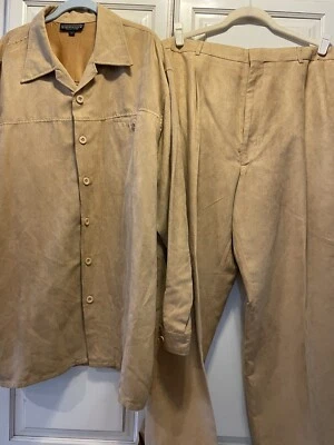 ALBERTO CELINI 2 Piezas Gamuza TRAJE Talla 2XL Chaqueta Forrada Talla 44"x29" Pantalones Bolsillos Foto 1 de 4