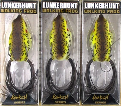 (3) Lunkerhunt Hollow Body Topwater 2" Walking Frog 3/8 Oz Woody Brand New - Image 1 of 3