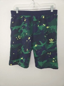 NWOT Adidas Youth XL Allover Blue Green Camo Sweat Shorts H20298 - Picture 1 of 12