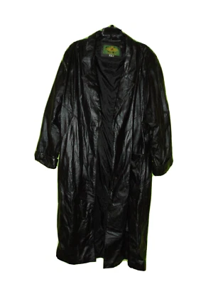Avanti Black Leather Trench Jacket Large Women - Image 1 of 4