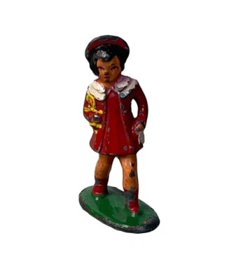 "Figura vintage de 2"" de niña con vestido rojo de plomo de 1930 EE. UU. Foto 1 de 4