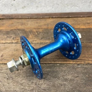 Sunshine BMX High Flange Front Hub Blue NOS Old School BMX 36 Hole 36h 14 Gauge - Picture 1 of 13