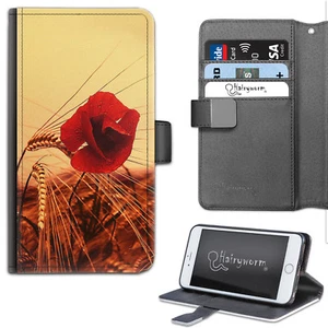 Red Poppy Flower Phone Case;PU Leather Flip Case;Cover For Samsung;Apple - Picture 1 of 4