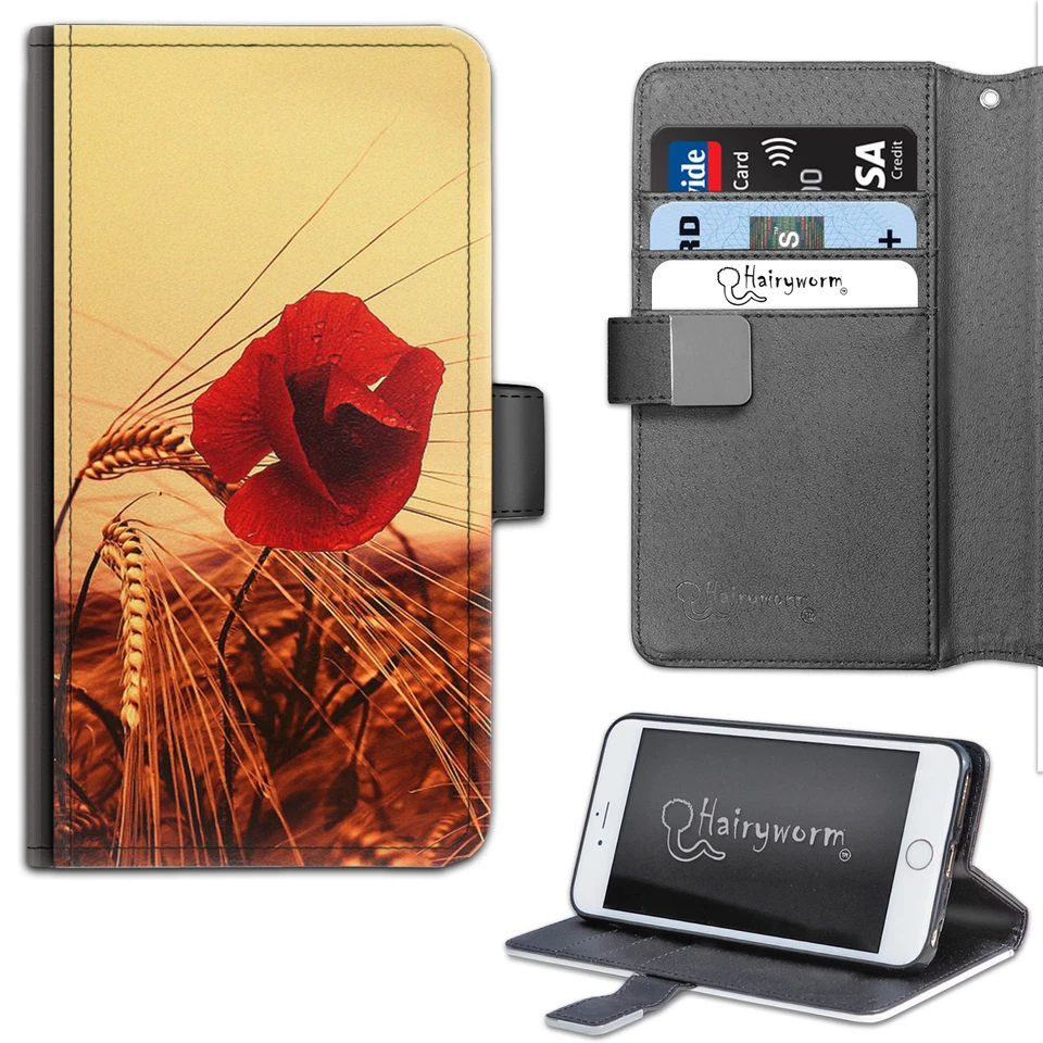 Red Poppy Flower Phone Case;PU Leather Flip Case;Cover For Samsung;Apple - Image 1 of 4