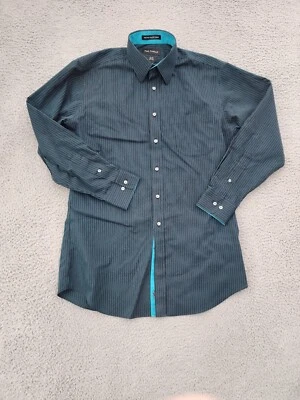Paul Fredrick Dress Shirt  16X33 Mens Blue Green Slim Fit Long Sleeve All Cotton - Image 1 of 4