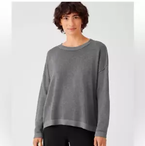 Eileen Fisher Women's Size S Peruvian Organic Botton Box Top Sweater Boxy Fit - Picture 1 of 10