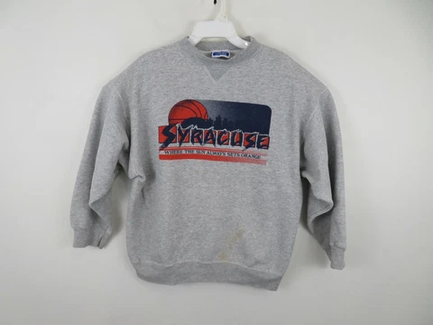 Vintage Syracuse University Sweatshirt Youth XL Gray Hanes USA Made Crew Neck Cover