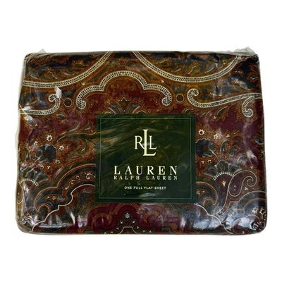 Ralph Lauren Parker Paisley Brown Full Flat Sheet 100% Cotton NOS  Vintage - Image 1 of 4