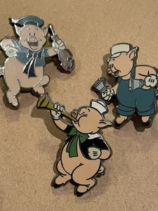 Vintage Disney 3 Little Pigs Limited Edition Pin Set - Picture 1 of 2
