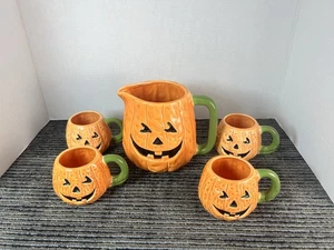 Vintage Halloween Jack-o-lantern Beverage Set - Picture 1 of 12
