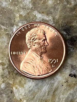 1991 D USA Lincoln Memorial One Cent Penny Copper D Mark - Image 1 of 2