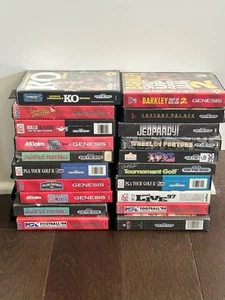 Lot of 20 Sega Genesis Complete CIB Games Bundle Untested NFL NBA Jeopardy - Picture 1 of 2