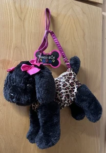 Poochie & Co. - Black Lab Plush Puppy Dog Stuffed Animal Print Purse Toy Bag New - Picture 1 of 9